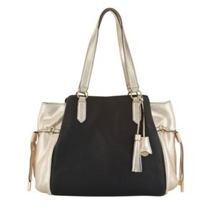 GILI Venzia Black and Gold Leather Handbag